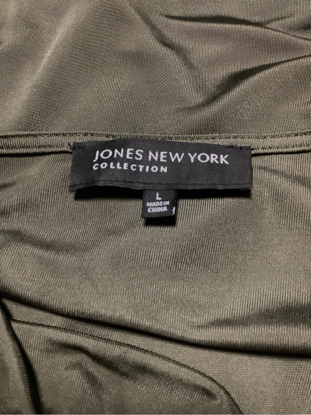 Jones New York Olive Green Top with Draped Neck - Picture 8 of 14